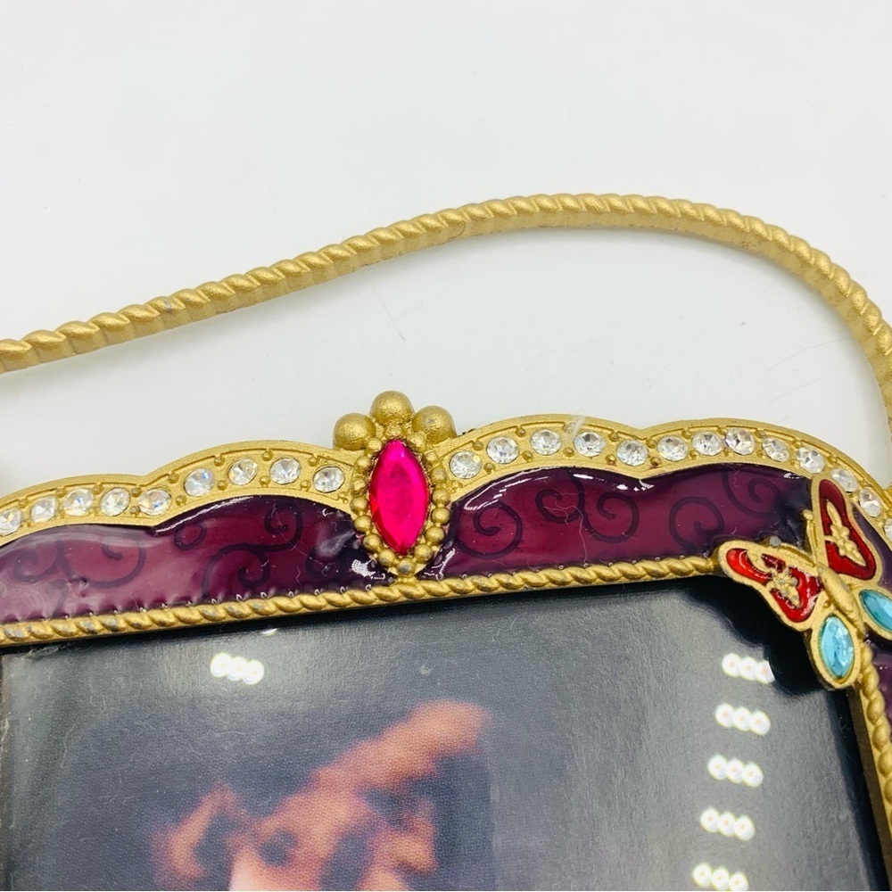 Jeweled Butterfly Enamel Picture Frame β Purse Shaped Vintage Style Glam 3.5x3.5 - Picture 5 of 7